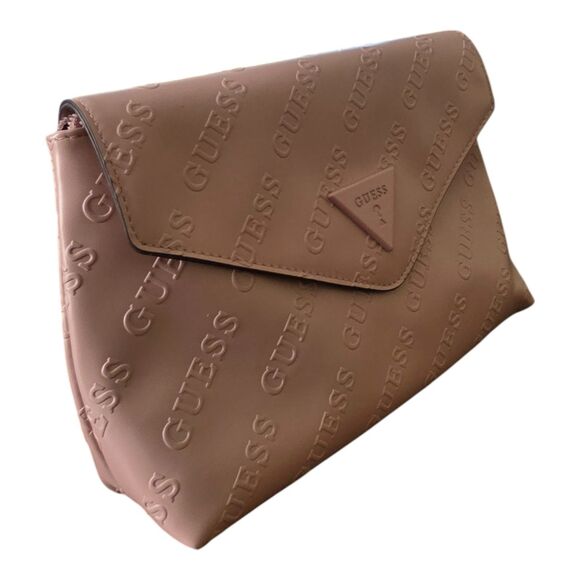 GUESS Pink Embossed Logo Clutch Bag Envelope Crossbody Women’s Purse Handbag - Picture 8 of 10
